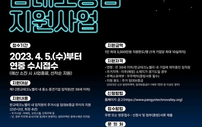 경기도, 판교테크노밸리 근로자에 임대보증금 3천만 원 무이자 지원