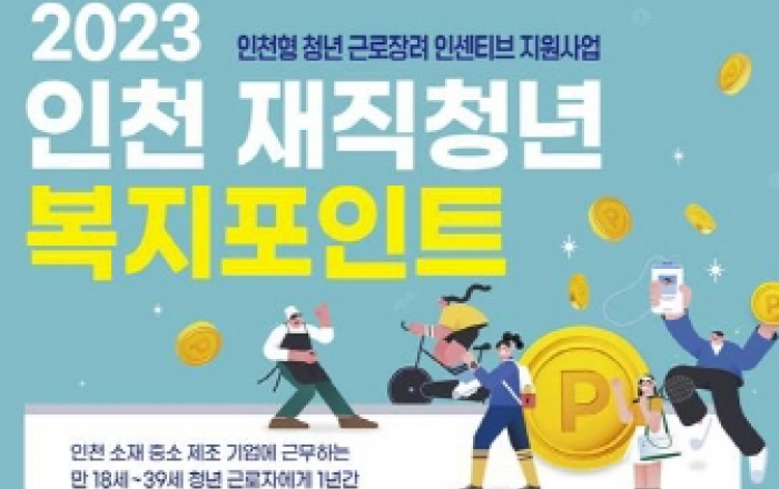 인천시, 중소기업 재직청년에 120만원 복지포인트 지원