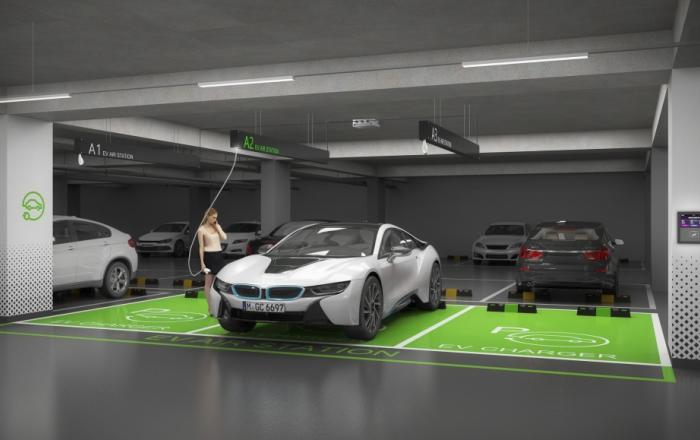 ㈜한화 건설부문, LG유플러스와 국내 최초 천장형 전기차 충전시스템 개발 완료