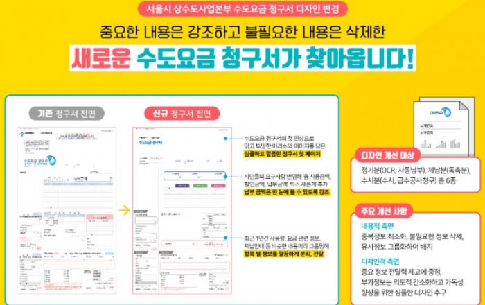 수도요금 청구서’5년 만에 새옷…알기 쉽고 보기 좋게 바뀐다.